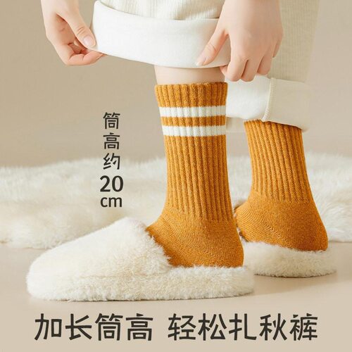 超厚仿羊毛女中筒袜秋冬季加厚