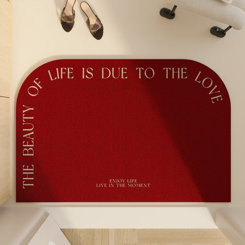 红色进门门垫纯色地毯蹭土