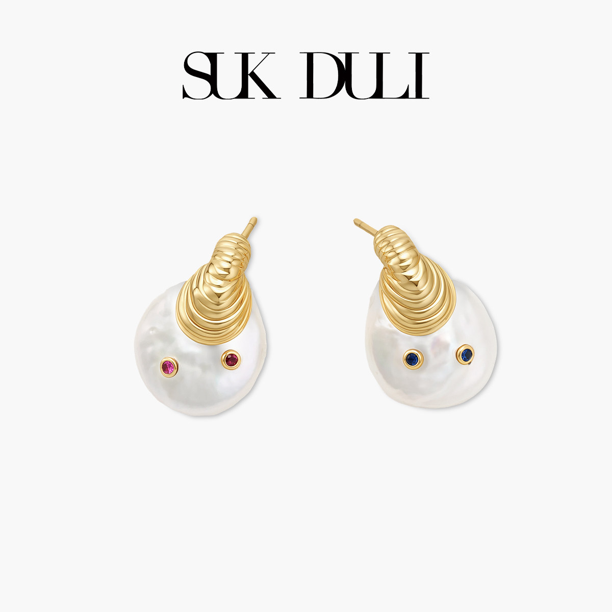 SUK DULI/苏克都哩海螺星珍珠耳钉气质感耳饰轻奢简约百搭配饰