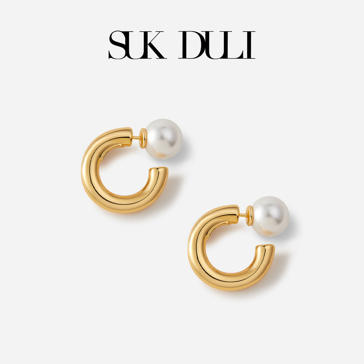 SUK DULI/苏克都哩金色望日耳钉经典C圈双向两戴耳饰简约高级感
