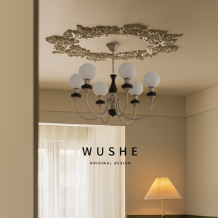 实木餐厅主卧室灯具 新中式 斯维塔法式 中古魔豆客厅吊灯复古美式