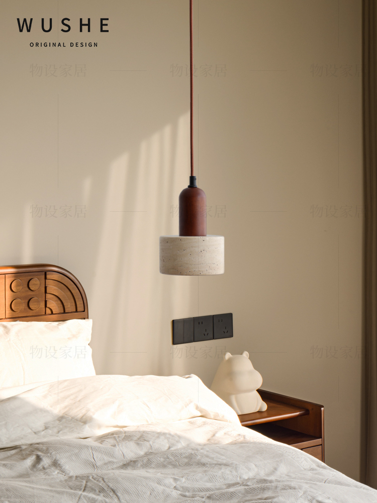 材料中世纪斯堪的纳维亚卧室床头灯胡桃木Wabi-Sabi风格民宿餐厅