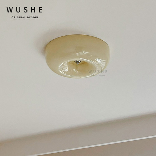 进口普瑞布丁吸顶灯中古奶油风卧室灯法式复古书房过道阳台护眼灯