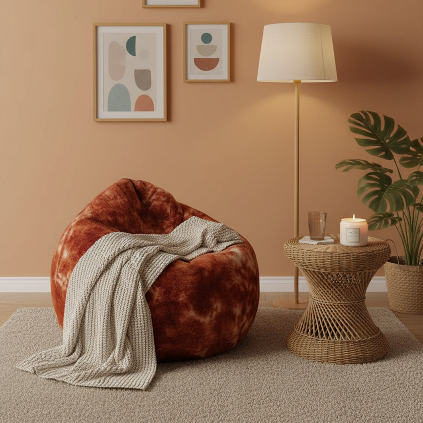 美克/恣在家【豆袋】奶油风布艺沙发单人位设计师款客厅懒人沙发,住宅家具,家用单人沙发,淘宝优惠券,粉丝福利购,淘宝优惠卷