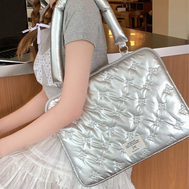 笔记本电脑包14寸手提单肩包银色