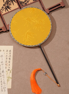 竹叶绣花团扇织锦缎舞蹈扇子
