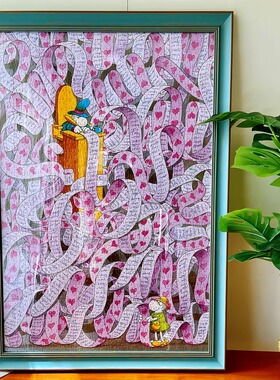 PS欧式画框装裱相框挂墙海报拼图框架1000片50*75cm情书配拼图框