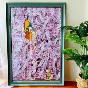 PS欧式画框装裱相框挂墙海报拼图框架1000片50*75cm情书配拼图框