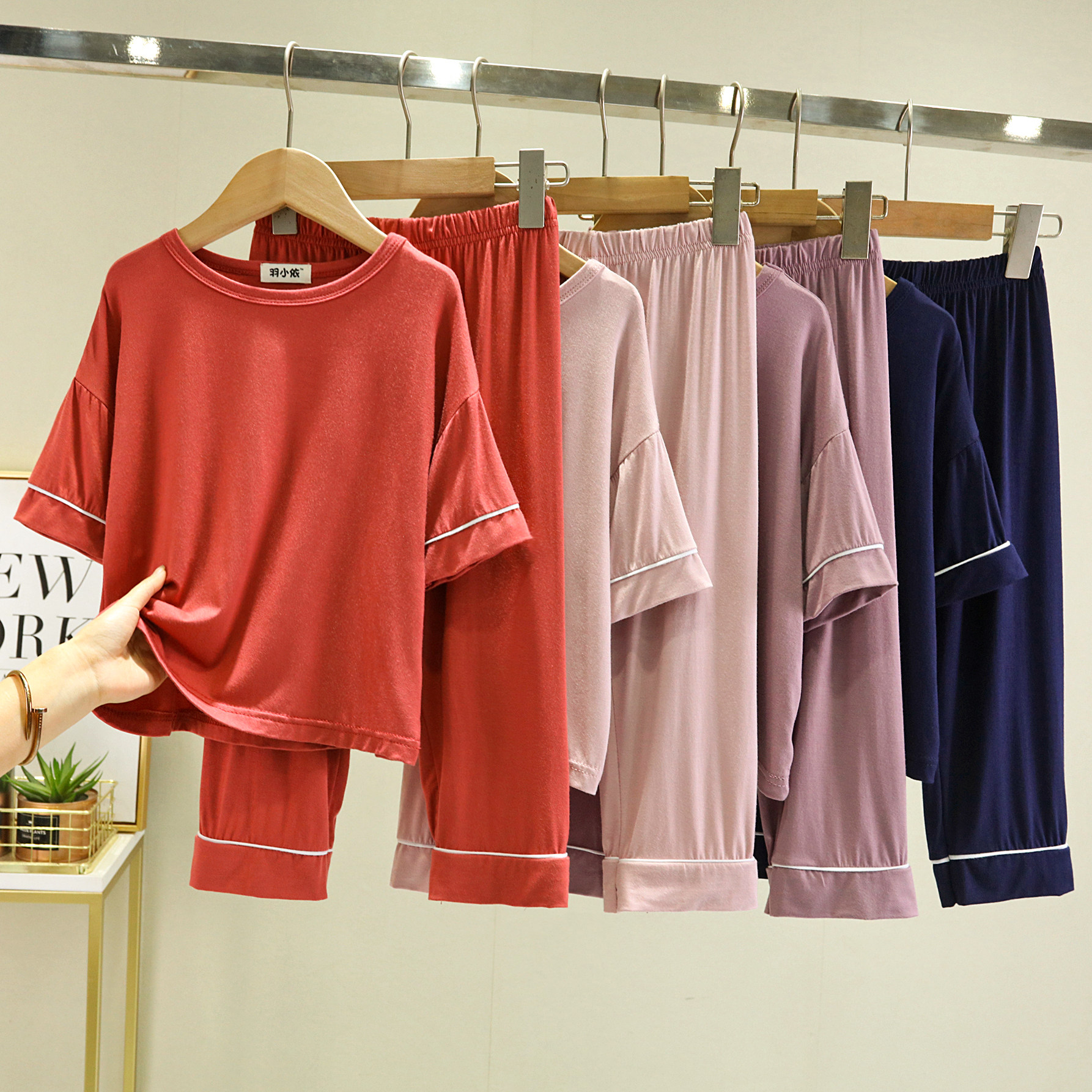 莫代尔儿童短袖睡衣春夏薄款男女童五分袖打底衫宽松家居服套装,童装/婴儿装/亲子装,家居服套装,淘宝优惠券,粉丝福利购,淘宝优惠卷