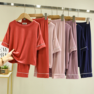 宽松家居服套装 莫代尔儿童短袖 打底衫 睡衣春夏薄款 男女童五分袖