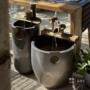 物喜一侘陶瓷鱼缸中式 阳台荷花睡莲古法养鱼循环水生态水景金鱼缸