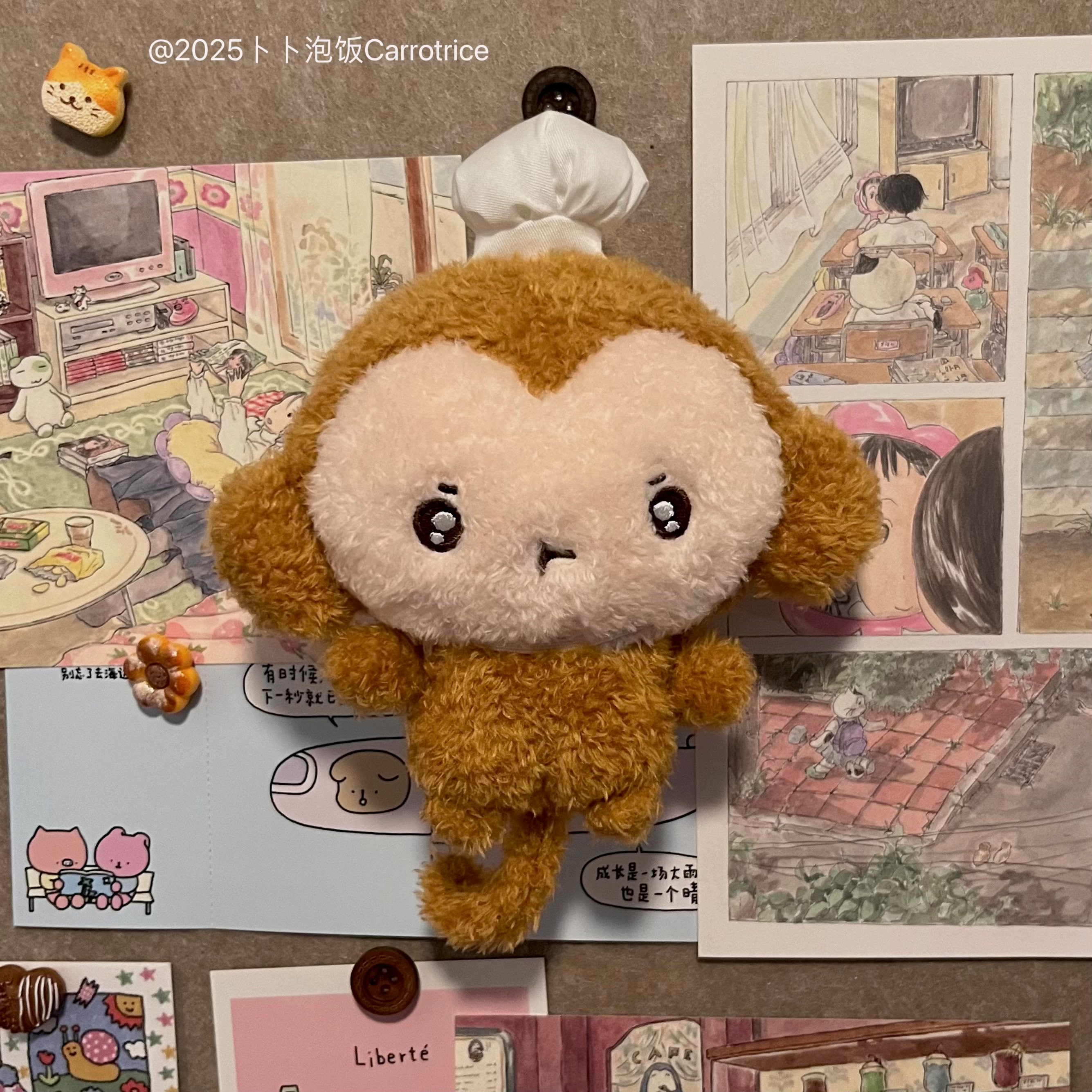 thumbnail for Bubu bubble rice original little monkey muki doll plush doll pendant 12.5cm doll with stickers