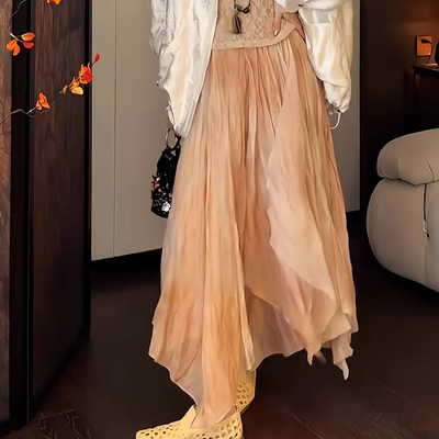 三吉「3/26晚8点新品95折」【今禾】金刚纱人丝不规则半裙