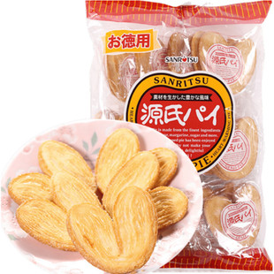 日本进口零食三立源氏蝴蝶酥爱心派千层酥饼干家庭装 休闲零食240g