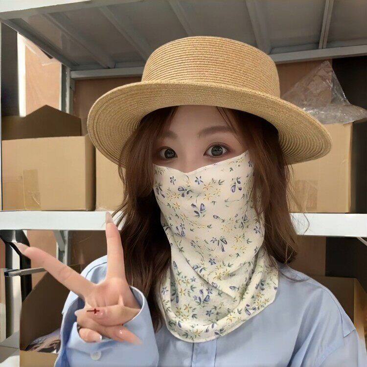 夏季全脸防晒面罩女开车骑行防紫外线围脖面纱口罩遮脖子护颈脖套