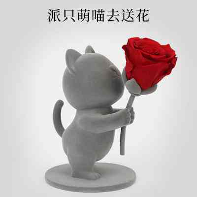CATROSE永生花猫咪玫瑰花花束礼盒情人节生日礼物送女生闺蜜表白