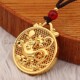 3cm仿真黄金吊坠女纯黄铜十二生肖挂件蛇古法镂空花纹挂坠项链男