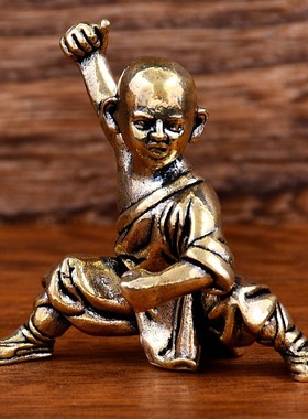 一套功夫小和尚纯铜河南旅游纪念