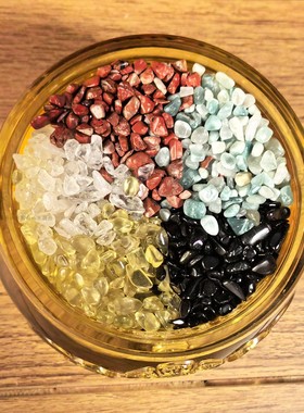 五彩色黄水晶碎石头五色石缸配件