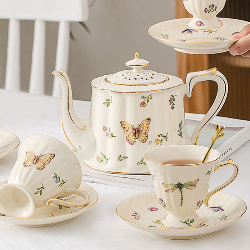 歐倫琪田園風昆蟲咖啡杯碟