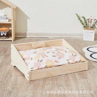 通用可拆洗泰迪猫窝比熊犬宠物床 实木狗狗床离地夏天斜面狗窝四季