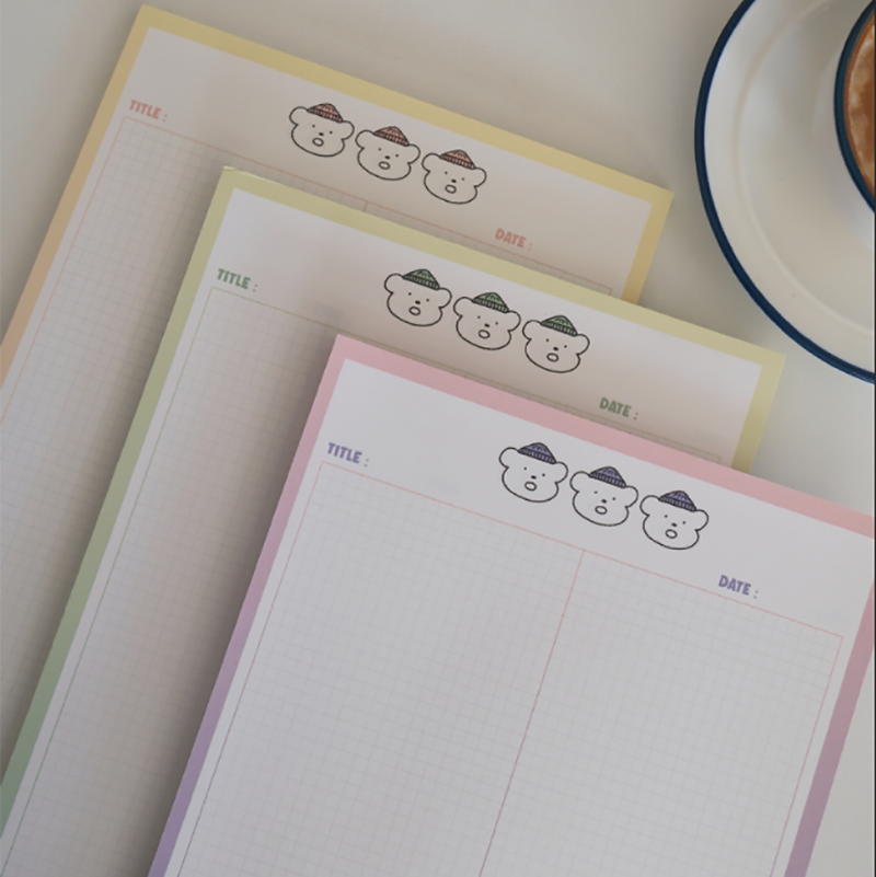 韩国KK可爱帽子熊渐变双面拍纸本