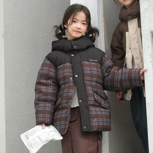 儿童羽绒服女童格子2025冬季新款男童羽绒服小中大童装外套4074