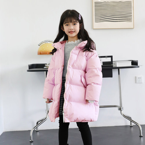 儿童羽绒服女童中长款加厚连帽中小童大童亲子装男童羽绒服23159