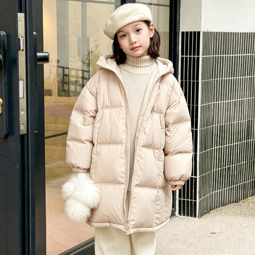 女童羽绒服中长款2025冬季新款儿童羽绒服90绒中大童装外套H4260