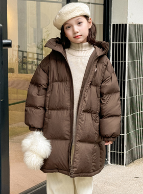 女童羽绒服中长款2025冬季新款儿童羽绒服90绒中大童装外套H4260