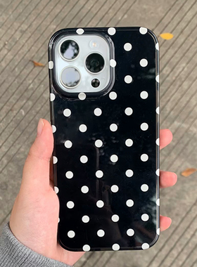 韩系白色小波点手机壳iPhone17pro适用12苹果16promax软11女13黑色软壳15保护套14男女款