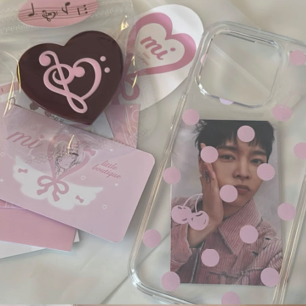 韩系少女感ins风粉色波点印花可以放照片的手机壳适用iphone16pro/15promax苹果16/13/14手机壳11保护套透明