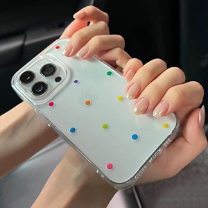 ins风彩色波点手机壳14Promax适用iPhone13软壳14小众11女x苹果12