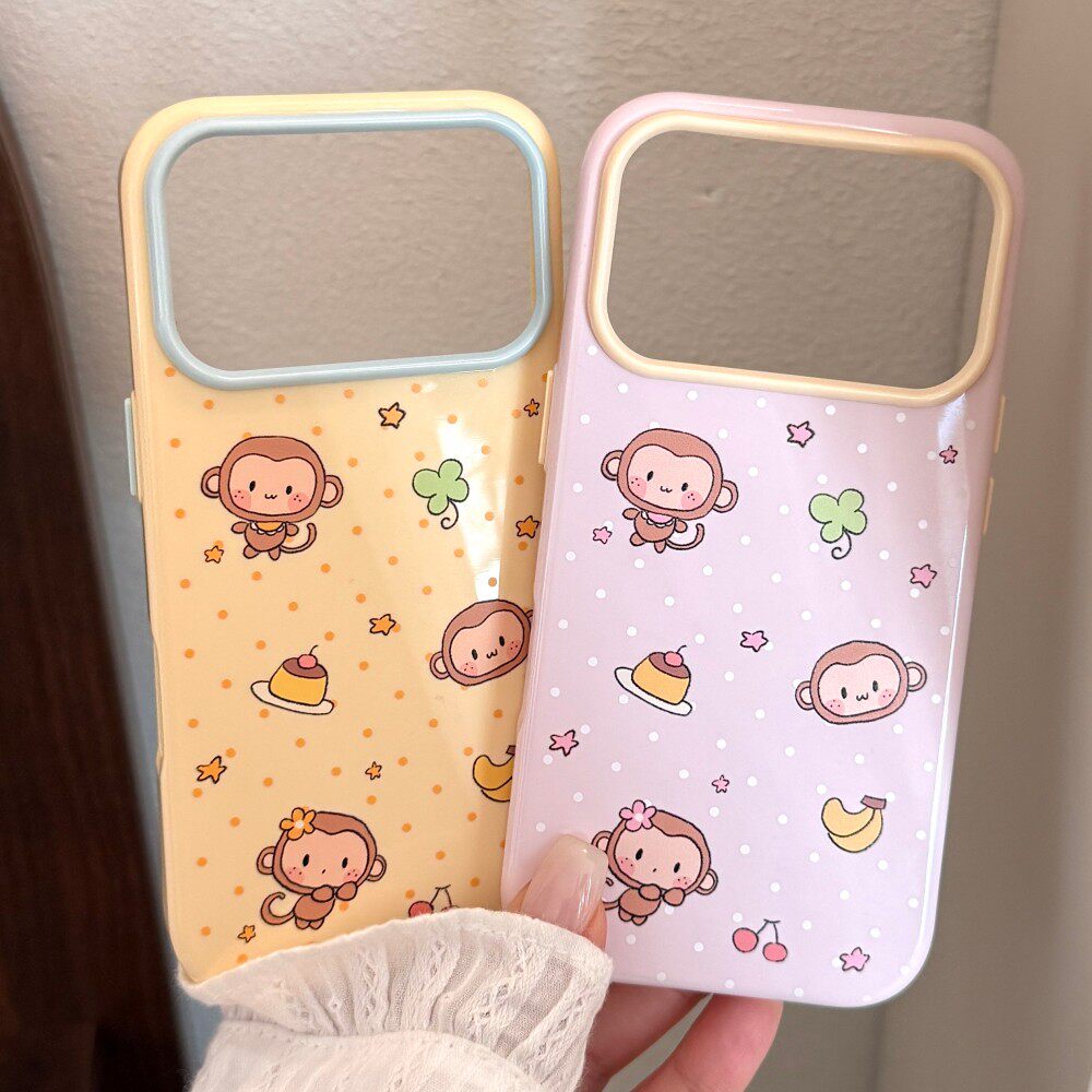 ins韩系布丁香蕉猴子18promax适用iPhone17promax苹果16可爱15软壳14少女心小众13亮面新款