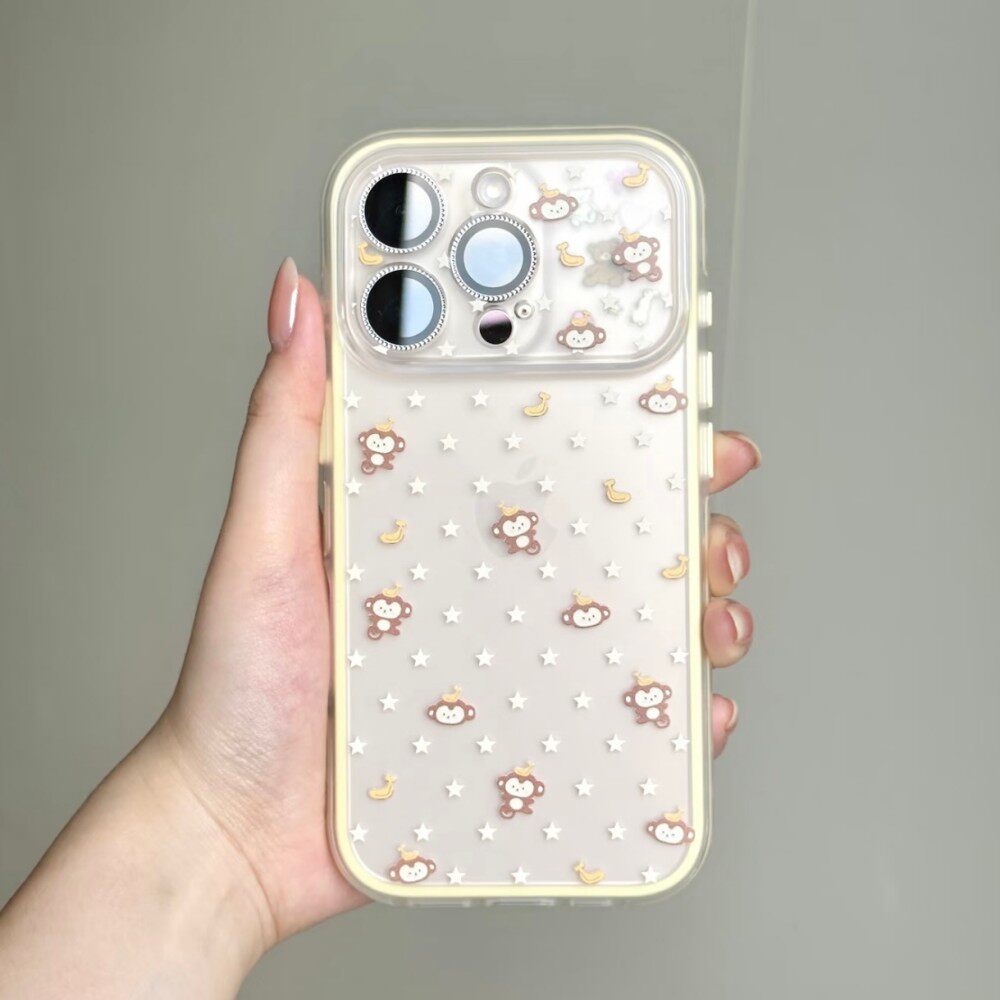 ins风香蕉小猴子满屏适用18promax苹果17手机壳iPhone16少女心全包15小众14promax软壳18小众韩国女款