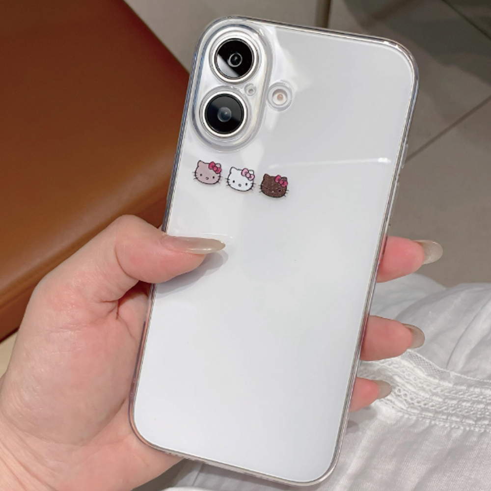 三只kitty迷你头适用苹果16promax手机壳17pro全包15透明16防摔15promax软壳13pro透明16简约13卡通tpu