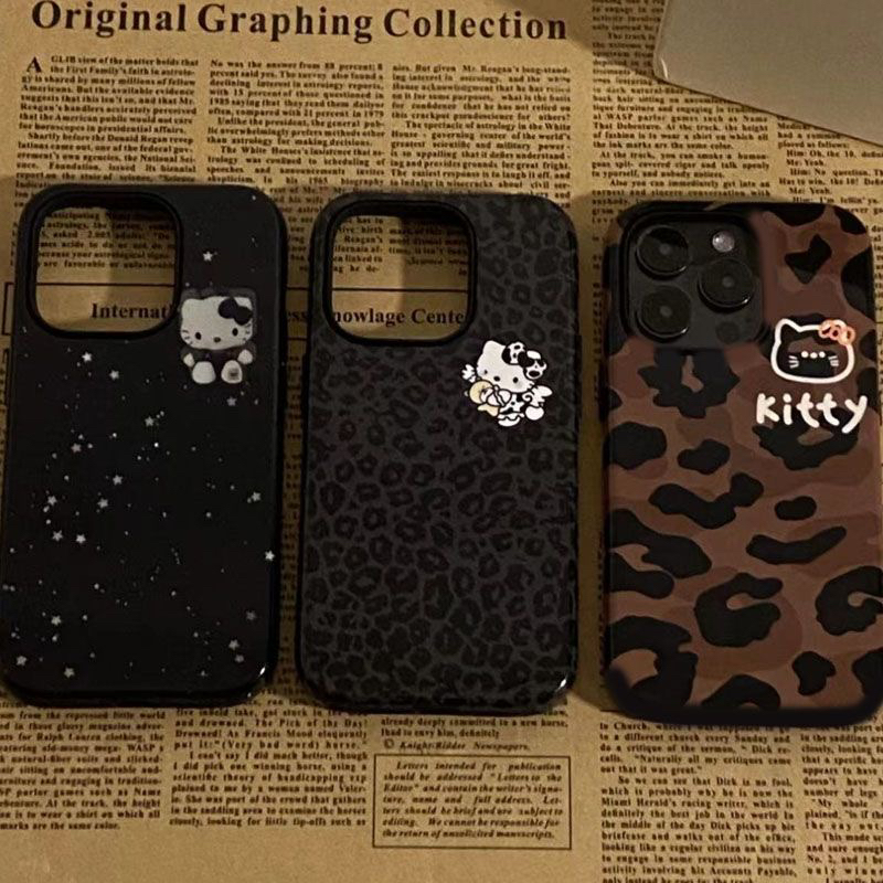 小众ins豹纹星星kitty猫iPhone16promax软12苹果14适用13手机壳11男女xr男女14plus可爱15pro保护套xr新款