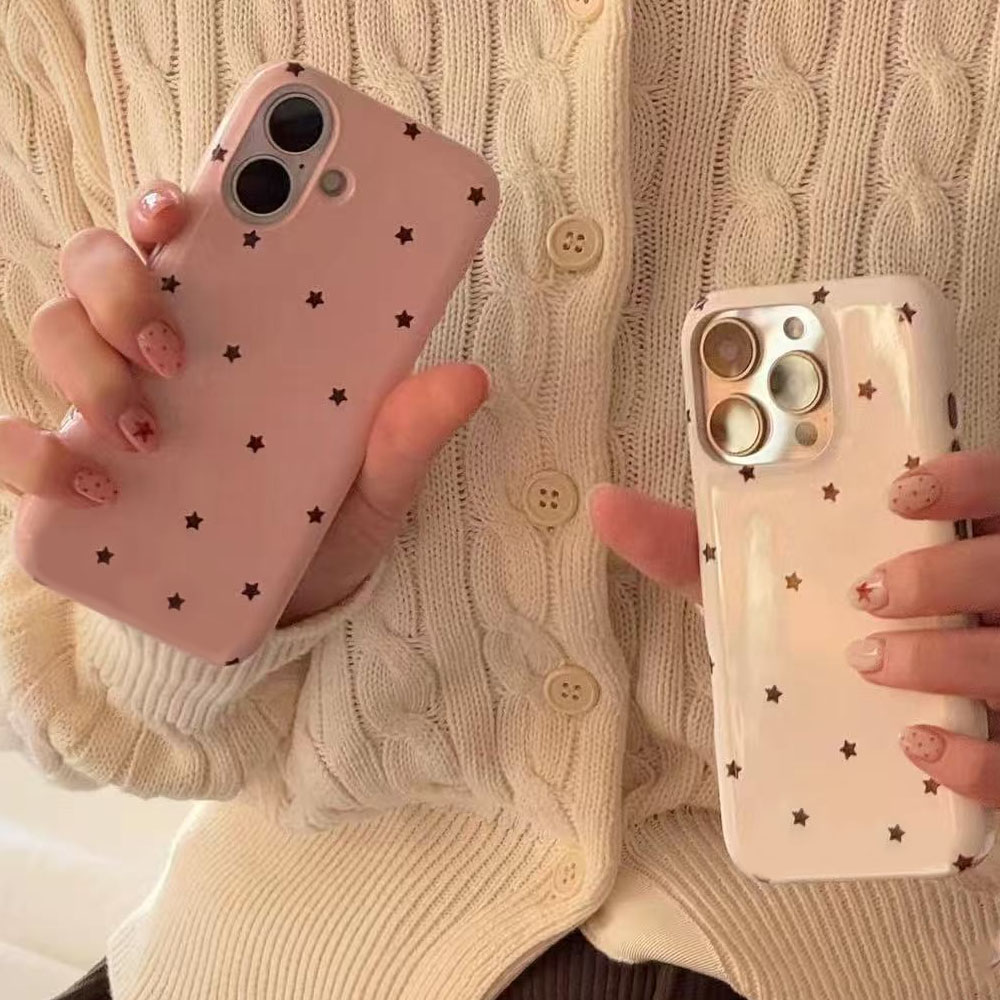 韩国ins粉棕星星iPhone16promax新款12苹果15适用11女14小众13新款保护套12全包13pm油画15pro