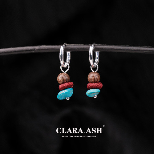 纯银耳环|绿松石+多元素混搭