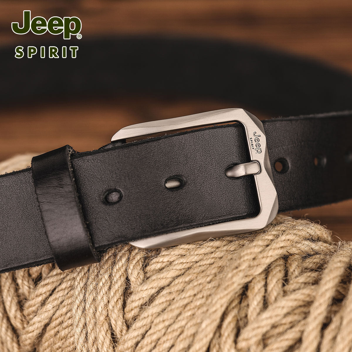 JEEP皮带男真皮针扣头层真牛皮手工复古青年牛仔裤带休闲男士腰带