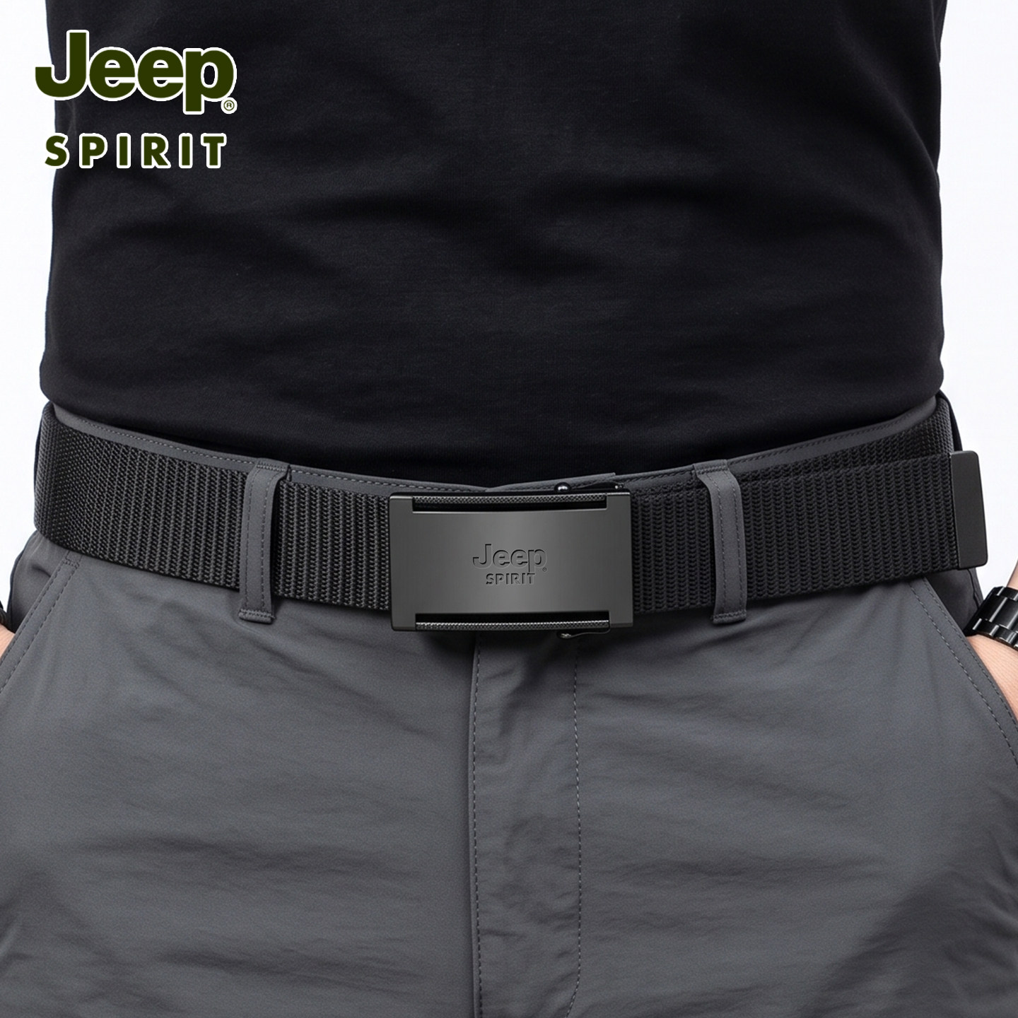 JEEPSPIRIT帆布休闲腰带