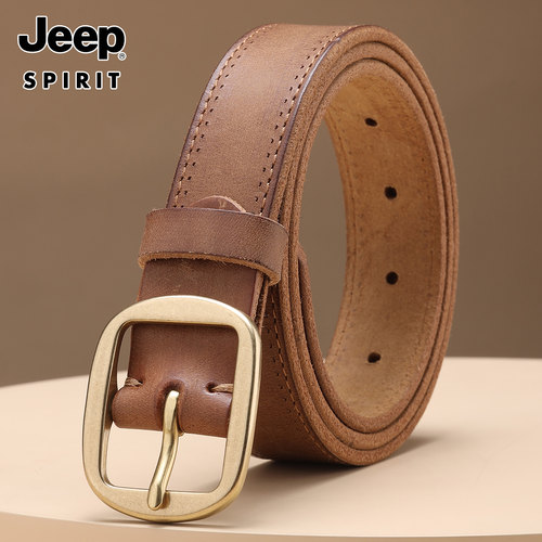 JEEPSPIRIT女牛皮铜扣手工腰带
