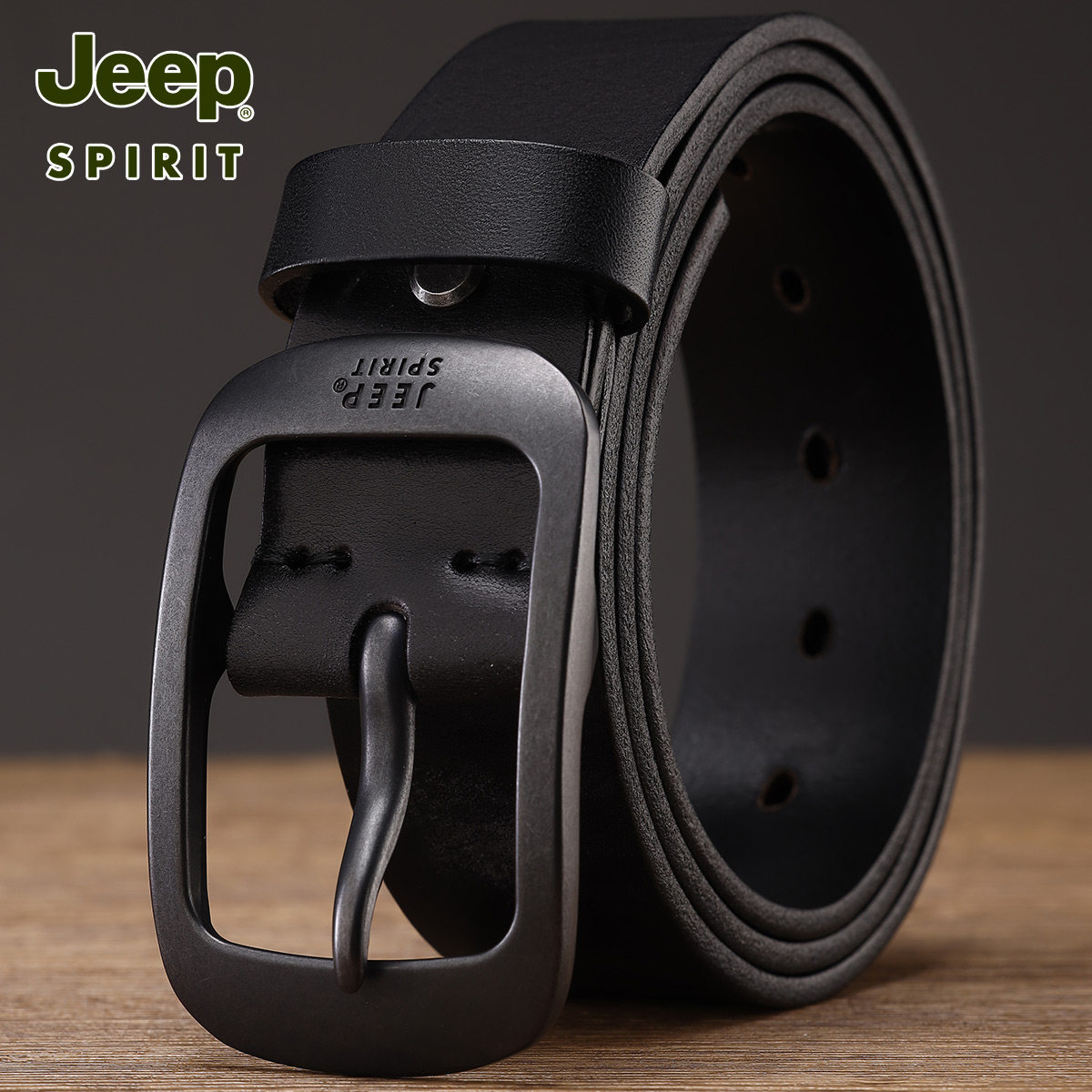 JEEP SPIRIT皮带男真皮针扣头层真牛皮复古青年牛仔裤带男士腰带