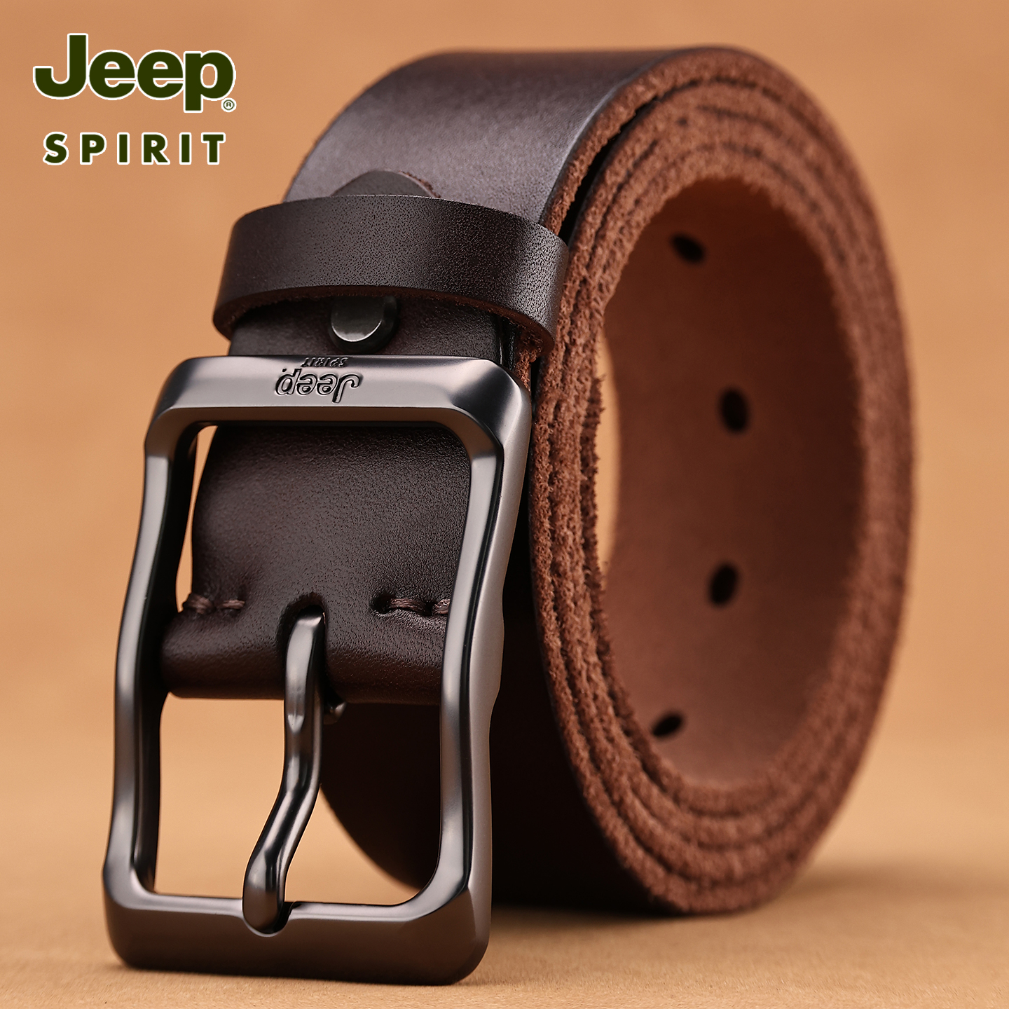 吉普纯手工牛皮皮带男士