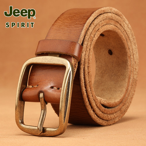 JEEPSPIRIT头层牛皮铜扣皮带