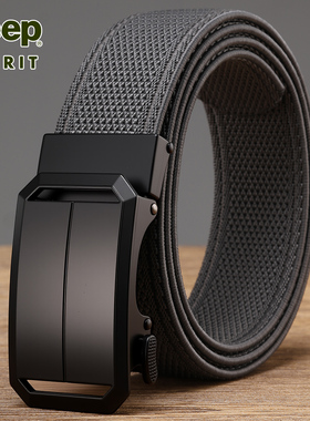 jeep吉普男士弹力自动扣松紧腰带百搭户外免打孔休闲编织皮带裤带