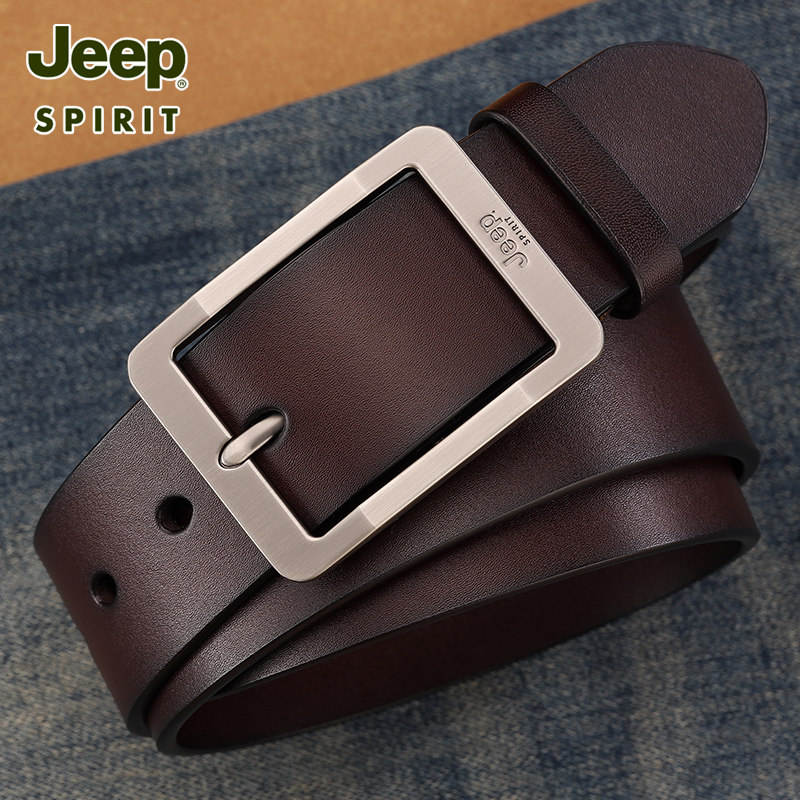 JEEPSPIRIT男士真皮针扣腰带