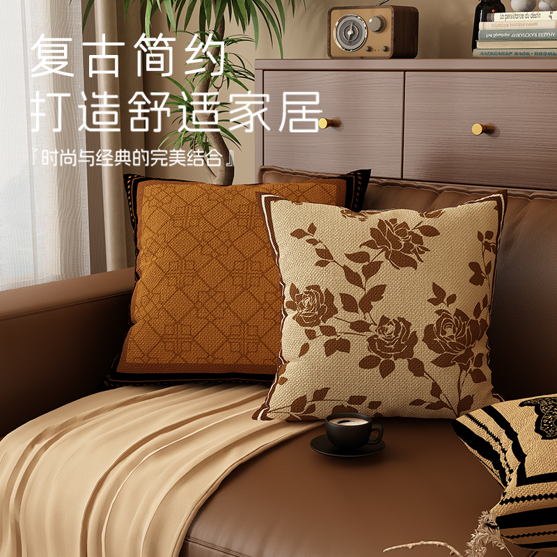 中古风仿麻抱枕高级感