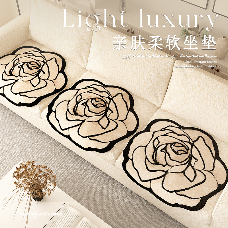 异形简约轻奢皮沙发垫一片式异形花朵条绒坐垫子四季通用2025新款