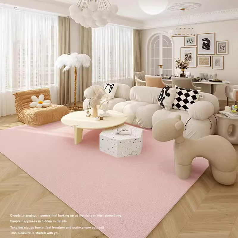 秋冬季加厚客厅地毯长毛绒柔软卧室茶几沙发地垫子粉色女生